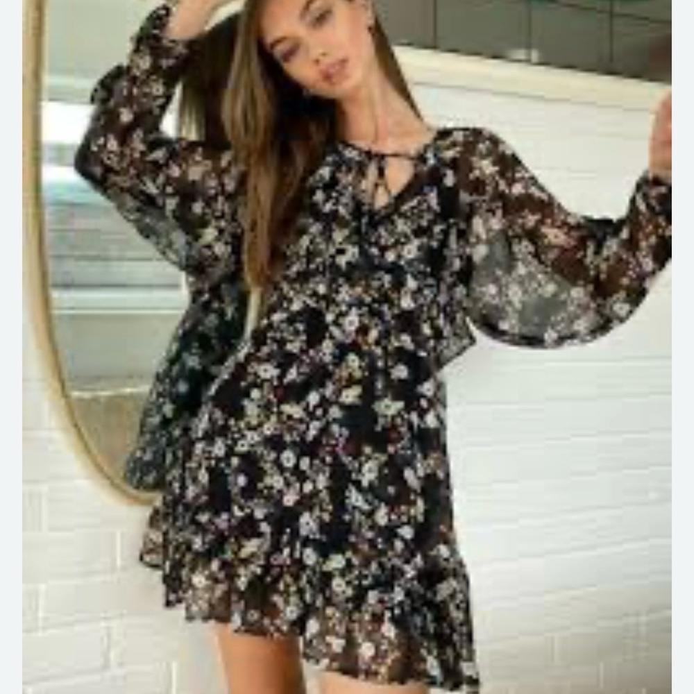 Top shop v-neck mini dress in multi colors